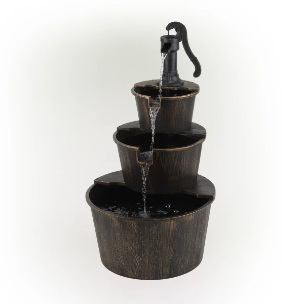 Alpine Corporation 40 Three Tier Pump Outdoor Fountain Decor, Brown - MadeInUSA - Image 2