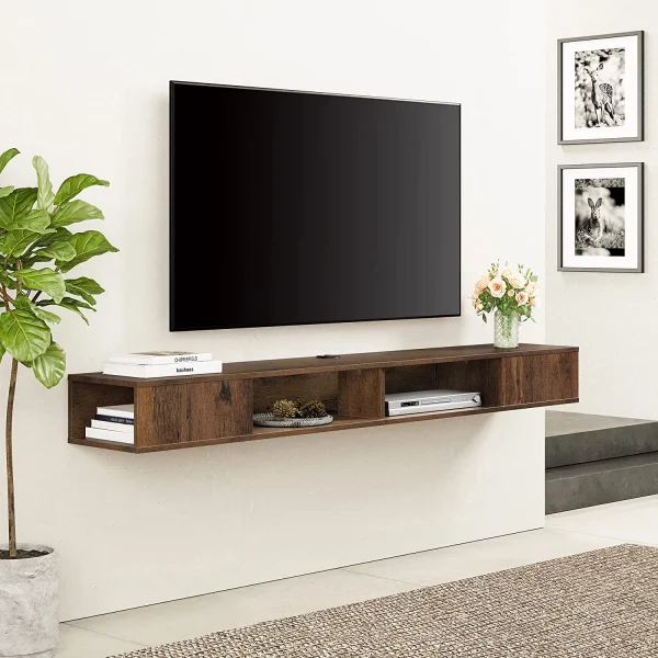 FDIGLUL 70in TV Stand Entertainment Center Media Console  Wall Mounted  Media Console Cabinet for  for 65/70/75 Inch TVs  Brown - MadeInUSA - Image 3