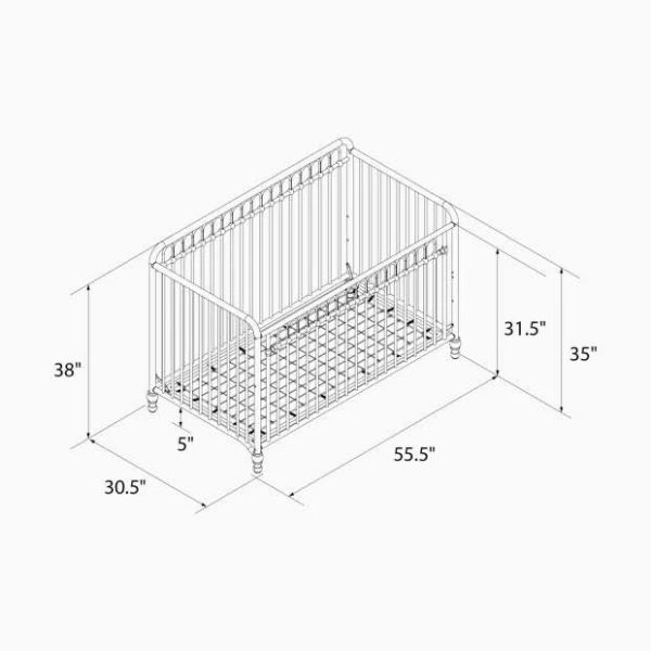 Little Seeds Raven 3-in-1 Convertible Metal Crib, JMPA Certified, Gold - MadeInUSA - Image 9