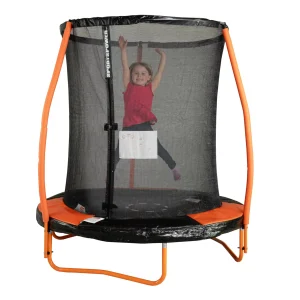 Bounce Pro 6-Foot Trampoline, with Enclosure and Mini Flash Light Zone, Orange - MadeInUSA