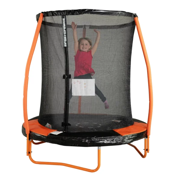 Bounce Pro 6-Foot Trampoline, with Enclosure and Mini Flash Light Zone, Orange - MadeInUSA