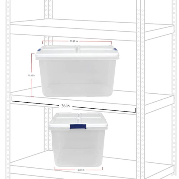 Hefty Medium 16.5Gallon 66Quart Clear Storage Container with White Lid Weatherproof Tote with Latching Lid - MadeInUSA - Image 5