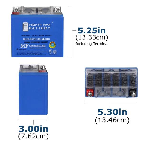 YB9A-A 12V 9AH GEL Replacement Battery compatible with LT-F160 QuadRunner TRX125 - 8 Pack - MadeInUSA - Image 2