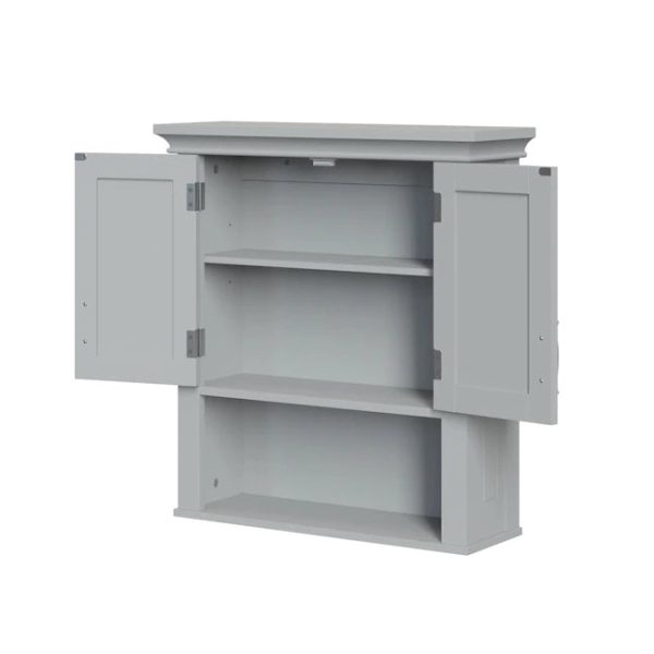 RiverRidge Somerset 22.81in W x 24.5in H x 7.88in D Gray Bathroom Wall Cabinet - MadeInUSA - Image 5