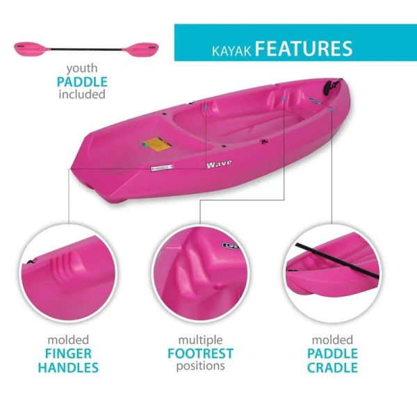 Lifetime Youth Wave Kayak, Pink, 6' - MadeInUSA - Image 4