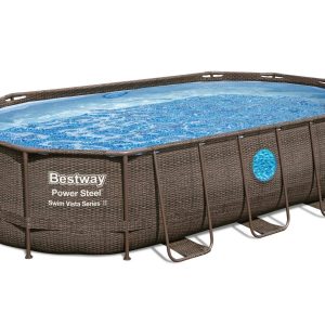 Bestway Power Steel Swim Vista 17ft x 10ft x 42" Oval Pool , - MadeInUSA