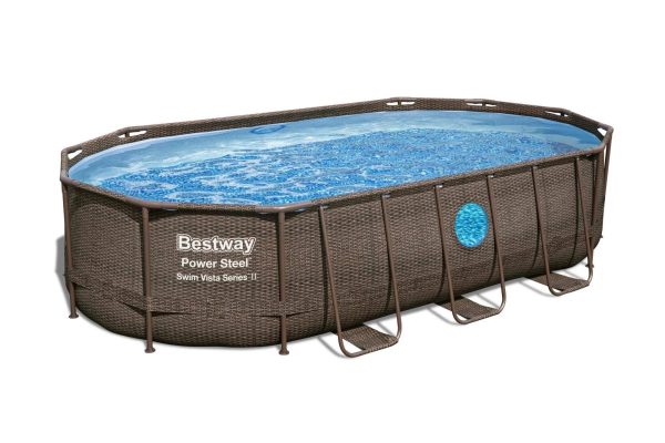 Bestway Power Steel Swim Vista 17ft x 10ft x 42" Oval Pool , - MadeInUSA
