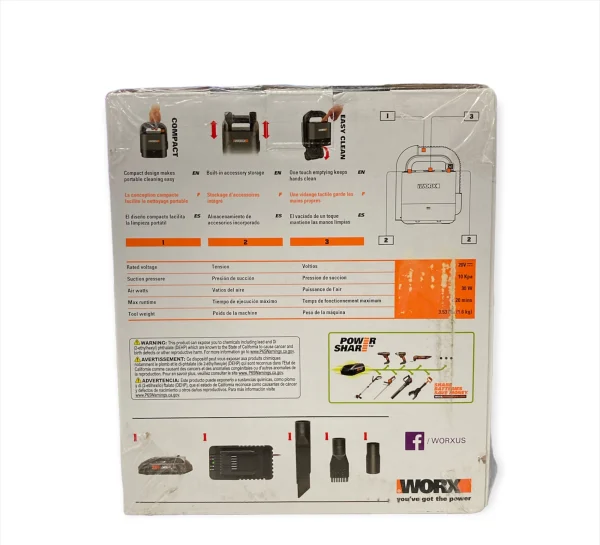 Worx WX030L 20V Power Share Cube Vac Cordless Compact Vacuum - MadeInUSA - Image 2