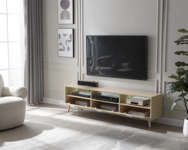 LED TV Stand LED Entertainment Center with Storage Modern LED Media Console Tables LED TV Cabinet for Living Room, Bedroom and Office Wood - MadeInUSA - Image 2