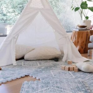 House of Noa Little Nomad Play Mat L Ula in Indigo Size 4x8 - MadeInUSA