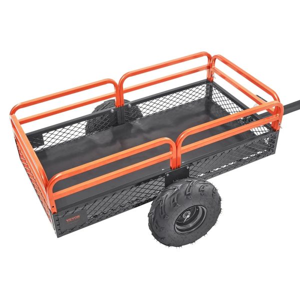 VEVOR Heavy Duty Steel ATV Dump Trailer, 1500-Pound Load Capacity 15 Cubic Feet, Tow Behind Dump Cart Garden Trailer, with Removable Sides and 2 - MadeInUSA - Image 11