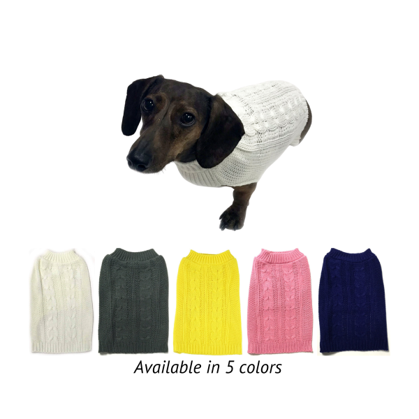 Midlee Cable Knit Dog Sweater (Gray) - Image 4