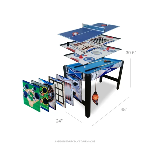 Triumph 13-in-1 Combo Game Table Includes Basketball, Table Tennis, Billiards, Push Hockey, Launch Football, Baseball, Tic-Tac-Toe, and Skee Bean Bag Toss - MadeInUSA - Image 3