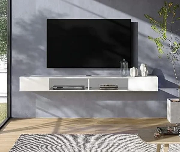 TQNLKGZ 70 inch Floating TV  for Under TV  Floating TV Stand for 75 TVs  Wall Mount Media Console TV Stand with  for Living Room Bedroom  Black - MadeInUSA - Image 3