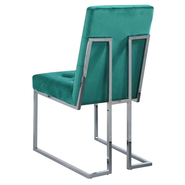 Modern Velvet Fabric Dining Chair in Green/Silver (Set of 2) - MadeInUSA - Image 2