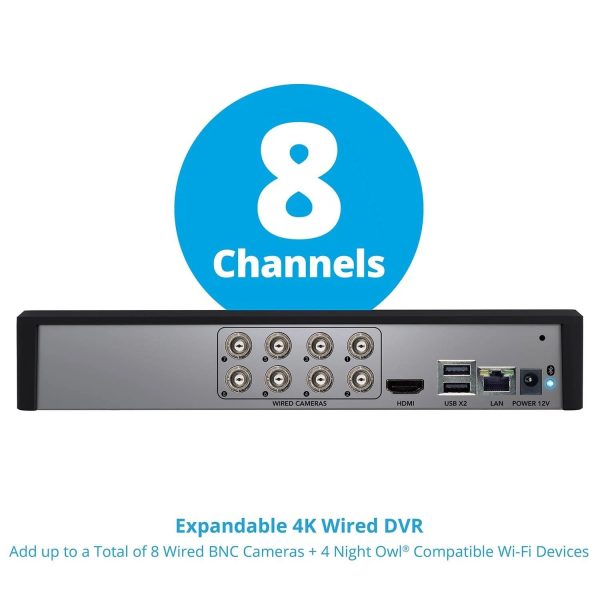 Night Owl SP, LLC 8 Channel Bluetooth Video Home Security Camera System with (4) Wired 4K UHD IndoorOutdoor Spotlight Cameras Audio and 1TB Hard Drive - MadeInUSA - Image 8