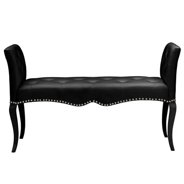 Bowery Hill Modern Faux Leather Tufted Bench in Black and Wenge - MadeInUSA - Image 3
