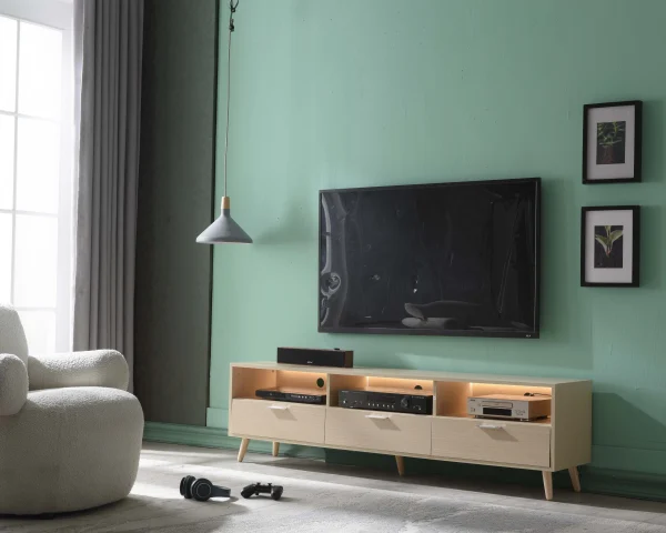 LED TV Stand LED Entertainment Center with Storage Modern LED Media Console Tables LED TV Cabinet for Living Room, Bedroom and Office Wood - MadeInUSA - Image 5