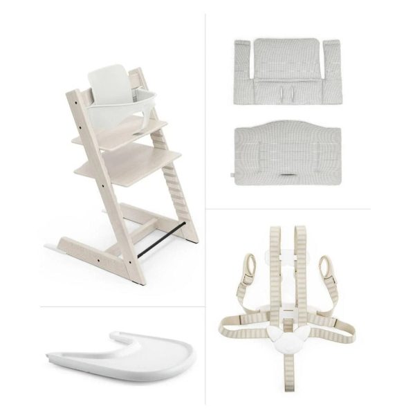 Tripp Trapp High Chair and Cushion with Stokke Tray -- Natural / Nordic Grey - MadeInUSA - Image 2