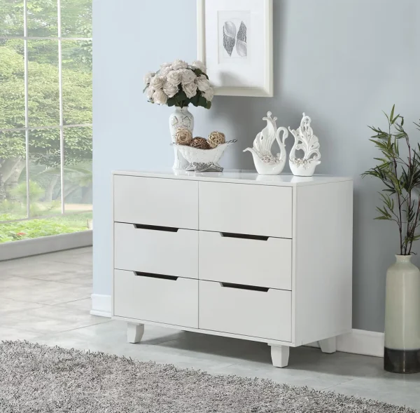 Angel Line Madison 6 Drawer Double Dresser, White - MadeInUSA - Image 2