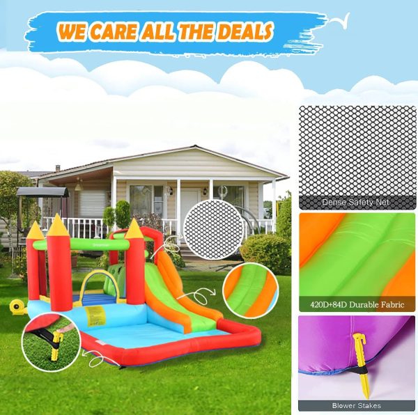 HYPOAI Bounce House,Inflatable Bounce Castle with Blower for Kids 3-12,Outdoor/Indoor Bouncy House Water Park for Backyard with Splash Slide - MadeInUSA - Image 3