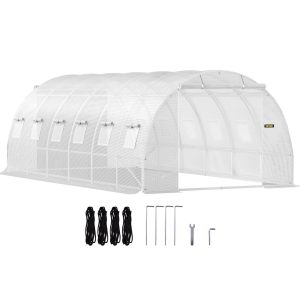 VEVOR Walk-In Greenhouse 10-20' Hot Planter House Gardening Galvanized Frame - 20'x10'x7' - MadeInUSA