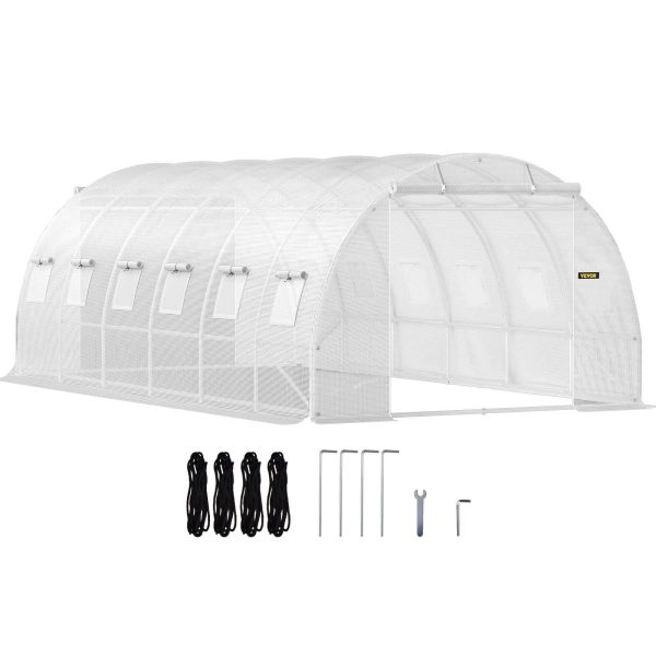 VEVOR Walk-In Greenhouse 10-20' Hot Planter House Gardening Galvanized Frame - 20'x10'x7' - MadeInUSA