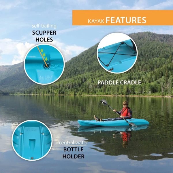 Lifetime Hydros 85 Sit-On-Top Kayak Paddle Included Glacier Blue - MadeInUSA - Image 6