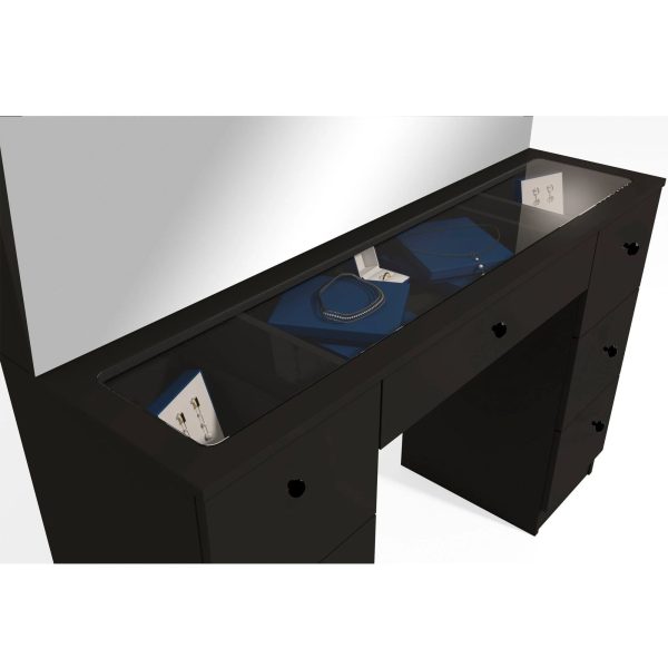 Boahaus Venus Modern Vanity Desk Ser, Black Finish, for Bedroom - MadeInUSA - Image 11
