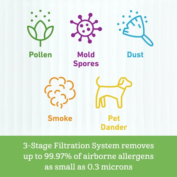 Holmes True HEPA 360 Air Purifier with 3-in-1 filter, Medium Room (HAP360W) - MadeInUSA - Image 9