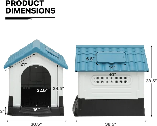 Inch Dog House For Large Dogs, Outside Insulated Plastic Dog Shelter, Weather-Proof Sturdy Dog Kennel With Elevated Floor And s, Easy Assembly Indoor Outdoor Doghouse - MadeInUSA - Image 2