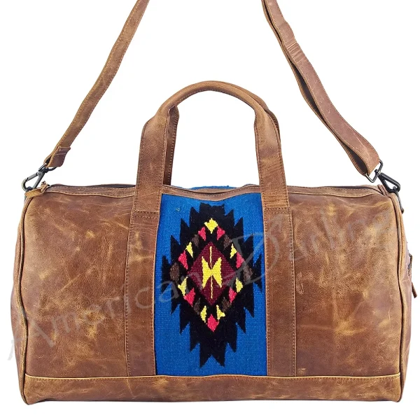 AD American Darling ADBGS174DAR Duffel Saddle Blanket Genuine Leather Women Bag Western Handbag Purse - MadeInUSA