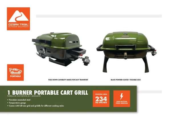 Ozark Trail Portable 1 Burner Gas Grill with Interchangeable Griddle Plate - MadeInUSA - Image 8