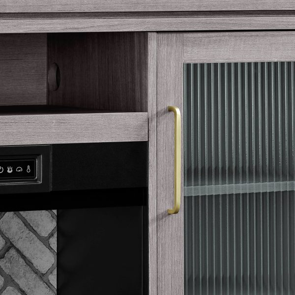 Gray 2265FM-36-331 Allen + Roth 66-inch W Mushroom Oak Infrared Quartz Electric Fireplace - MadeInUSA - Image 5