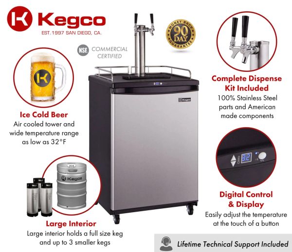 Kegco Z163S Dual Tap Stainless Steel Commercial/Residential Digital Kegerator - 24" Wide - MadeInUSA - Image 8