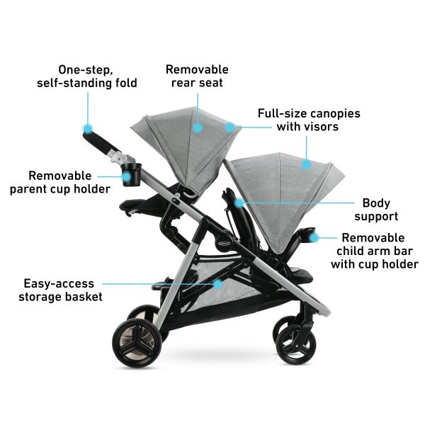 Graco - Ready2Grow 2.0 LX Double Stroller Clark - MadeInUSA - Image 9