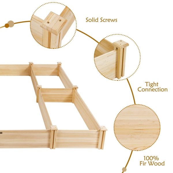 Gymax Raised Garden Bed Wooden Garden Box Planter Container U-Shaped Bed 92.5x95x11in - MadeInUSA - Image 4