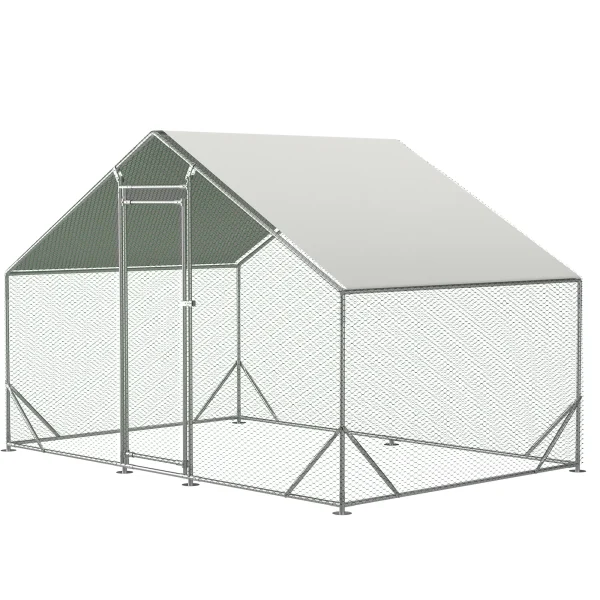 Ufurpie Large Metal Chicken Coop,Walk-in Chicken Run,Galvanized Wire Poultry Chicken Hen Pen Cage,Rabbits Duck Cages with Waterproof and Anti-Ultraviolet Cover for Outside - MadeInUSA