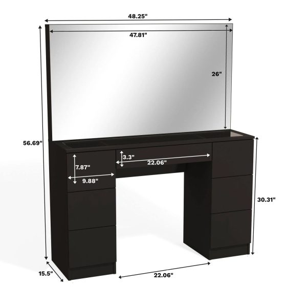 Boahaus Venus Modern Vanity Desk Ser, Black Finish, for Bedroom - MadeInUSA - Image 9