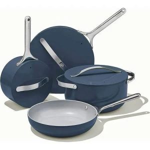Caraway Nonstick Ceramic Cookware Set (12 Piece) Pots Pans Lids and Kitchen Storage - Non Toxic PTFE & PFOA Free - Oven Safe & Compatible with All - MadeInUSA