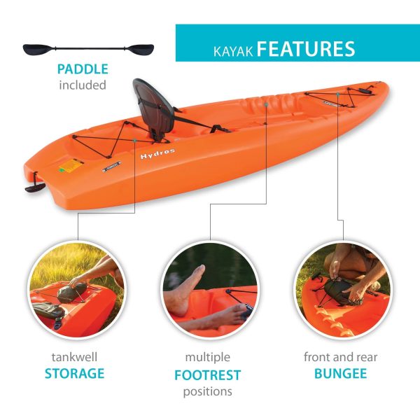 Lifetime Hydros 8'5" Sit-On-Top Kayak (Paddle Orange - MadeInUSA - Image 2
