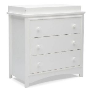 Pemberly Row 3-Drawer Wood Dresser with Changing Top in Bianca White - MadeInUSA