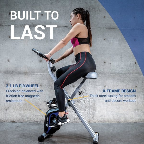 XTERRA Fitness FB160 Compact Folding Stationary Bike with Heart Rate Sensors and Large Padded Seat - MadeInUSA - Image 2