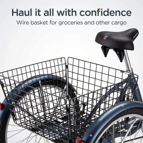 Schwinn Meridian Adult Tricycle, Blue, 24" - MadeInUSA - Image 7
