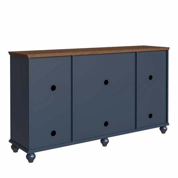 63" Vintage Storage Sideboard Buffet Accent Cabinet Navy - Festivo - MadeInUSA - Image 3