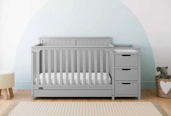 Graco Hadley 5-in-1 Convertible Crib and Changer with Drawer Pebble G - MadeInUSA - Image 2