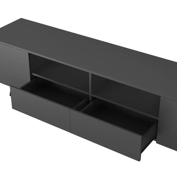 SESSLIFE Entertainment Center with LED Lights, Modern TV Stand for 75 inch TV, TV & Media Furniture with Storage, Media Table for Living Room, Bedroom (Black) - MadeInUSA - Image 7