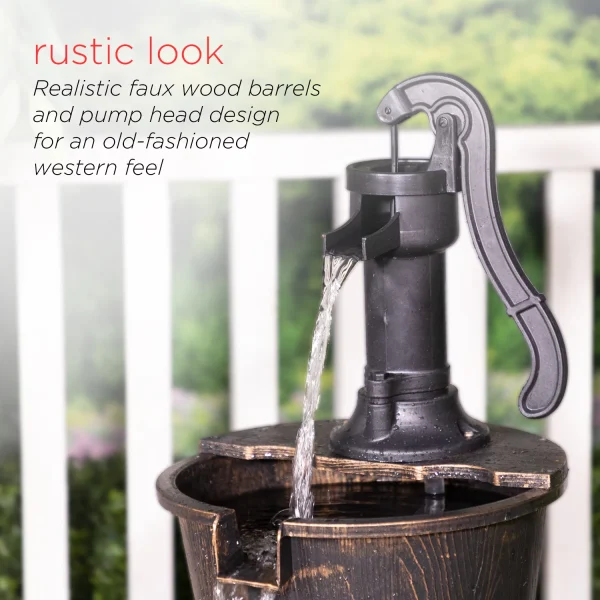 Alpine Corporation 40 Three Tier Pump Outdoor Fountain Decor, Brown - MadeInUSA - Image 4