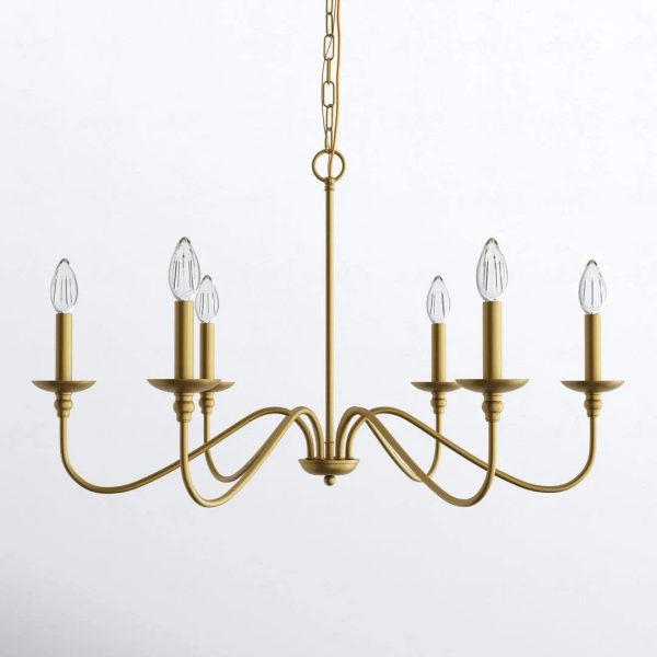 Ableton 6 - Light Candle Style Classic / Traditional Chandelier Birch Lane Finish: Brass, Size: 18" H x 30" W x 30" D - MadeInUSA