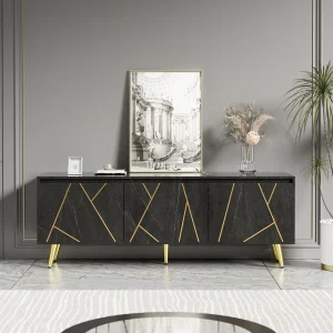 Modern TV Stand for 65"TV, Media Console Table, with Large Storage Cabinet - MadeInUSA